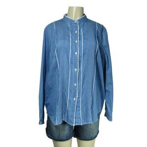 RALPH LAUREN JEANS CO 1X Chambray WESTERN Country Prairie Button Front Shirt